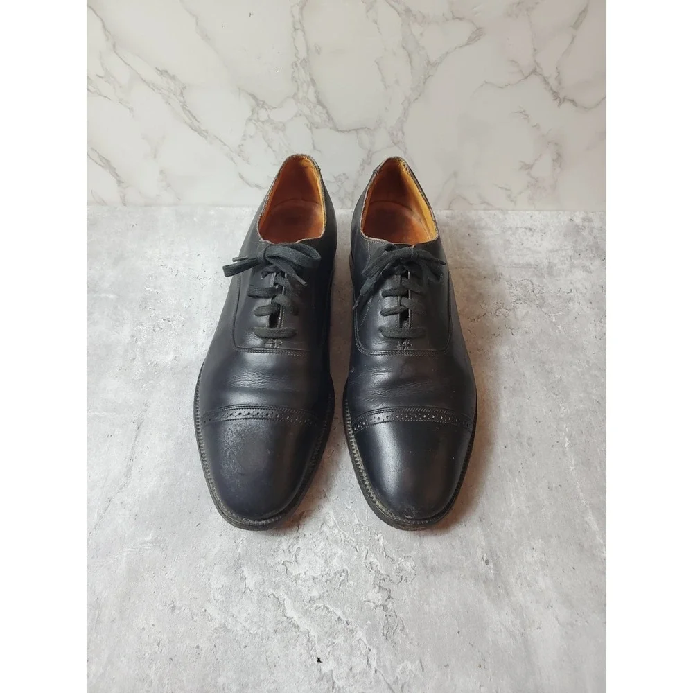 VTG Brooks Brothers Men's 9 Oxford Dress Shoes Black Leather Made in England